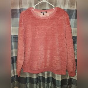 XL Steve Madden Coral Pink Fuzzy Sweatshirt, Pullover, Crew Neck, Soft
